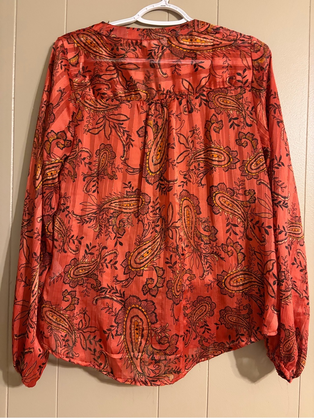 Umgee Rust Paisley Split-Neck Blouse - Picture 3 of 4